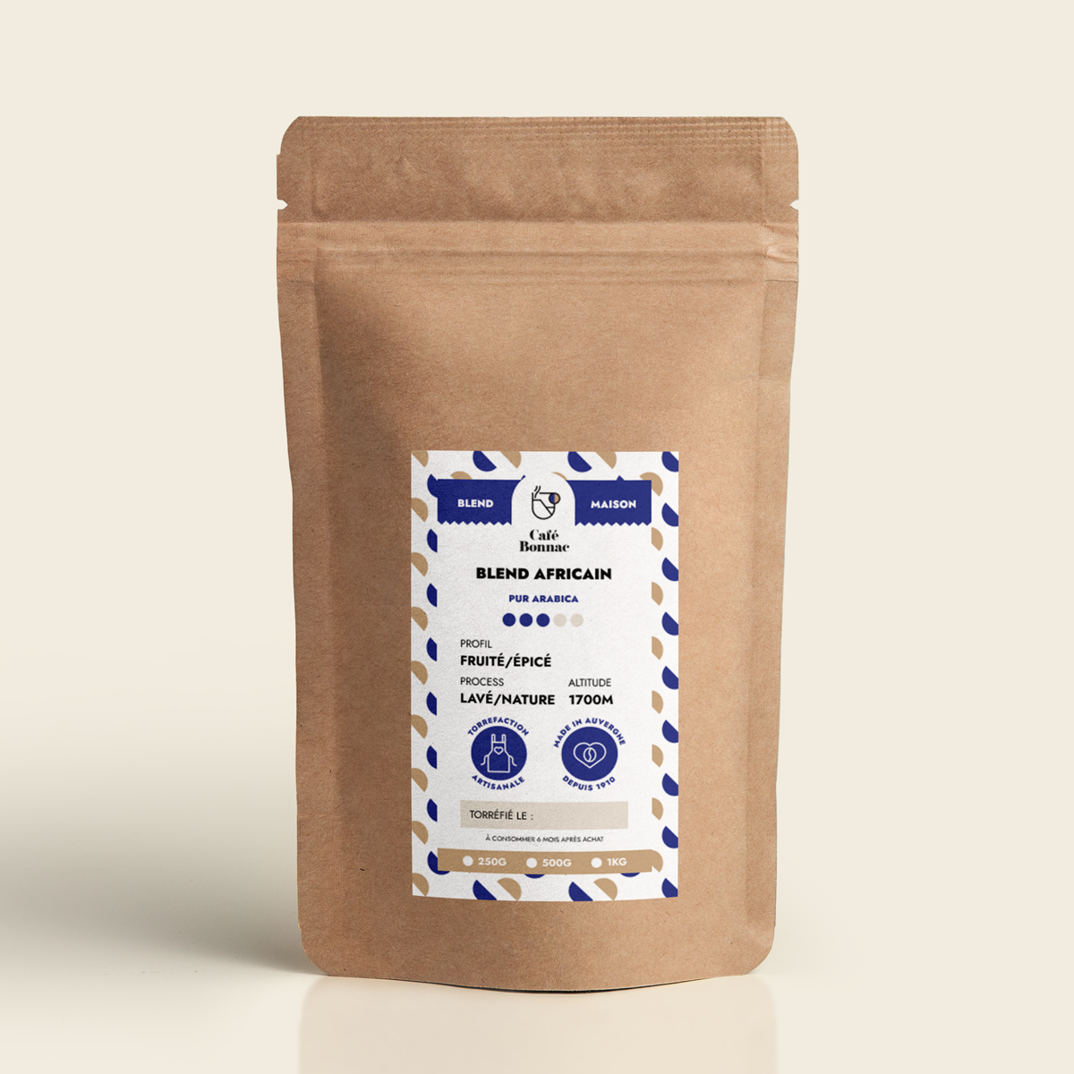 paquet de café grains Blend Africain café bonnac