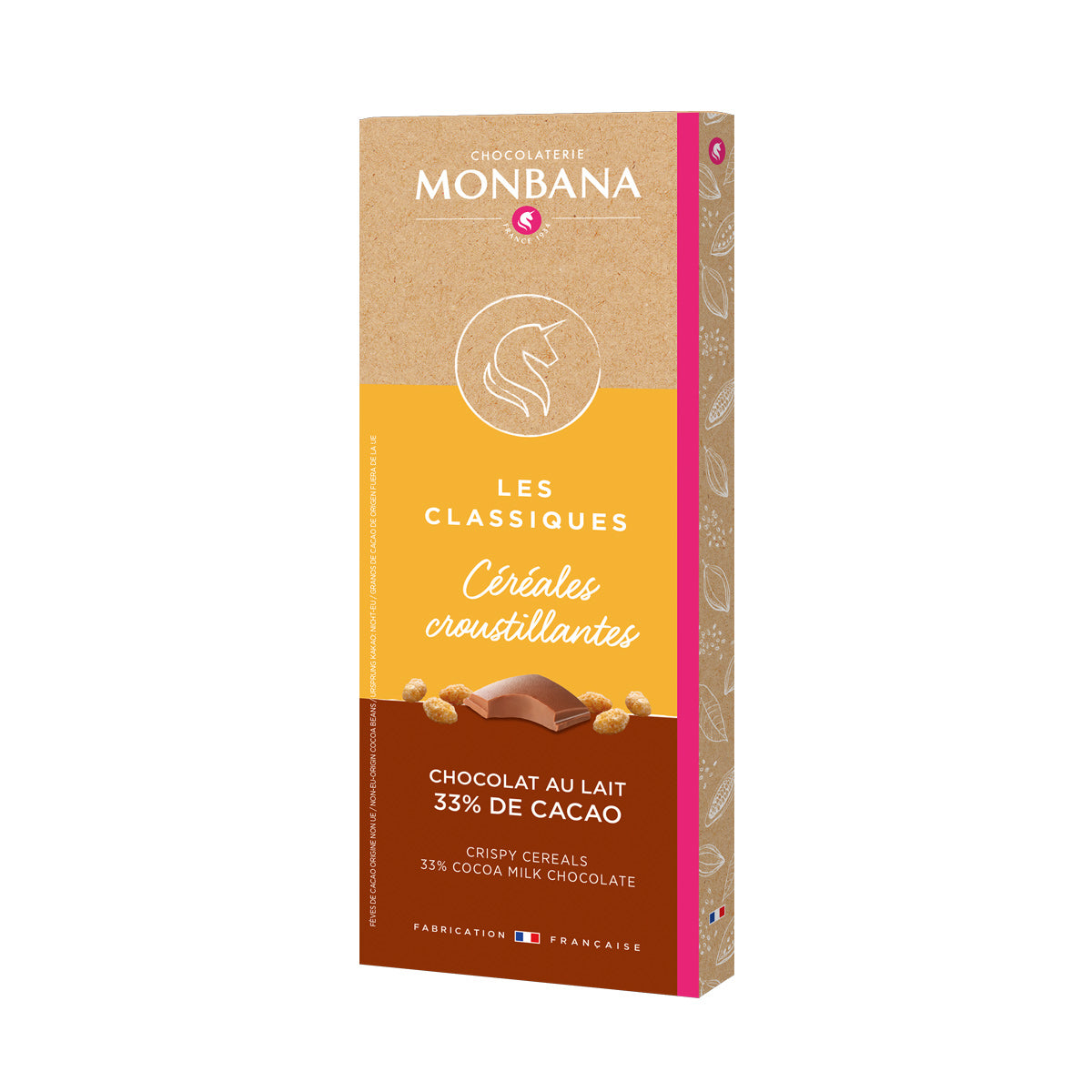 Tablette chocolat au lait céréals 100g Monbana