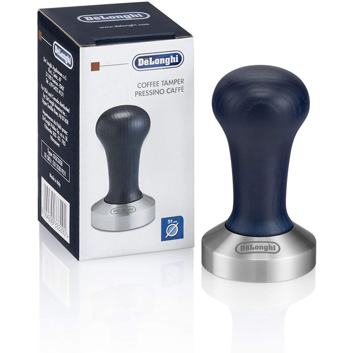 Tamper Bois Bleu et Base Inox 51 mm | De'Longhi