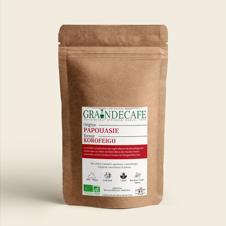 Paquet de café en grain de Papaouasie Nlle Guinée Bio