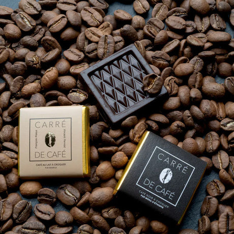 Coffret carres de chocolat lait/noir café Pralus