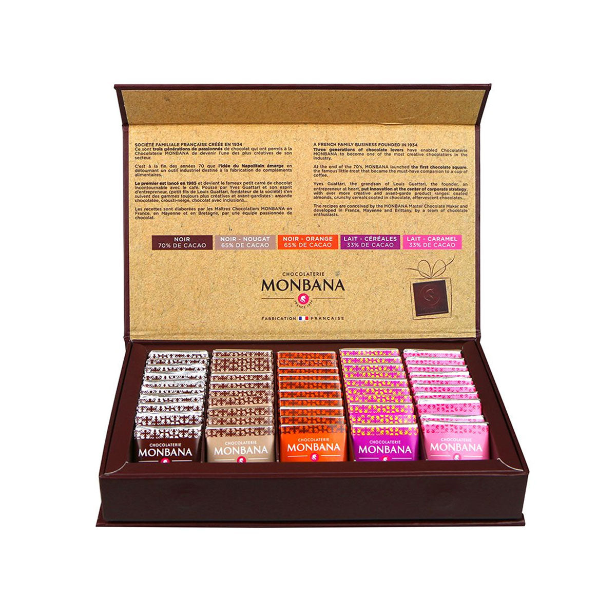 Coffret 50 Carrés de Chocolat - 195 Gr | Monbana