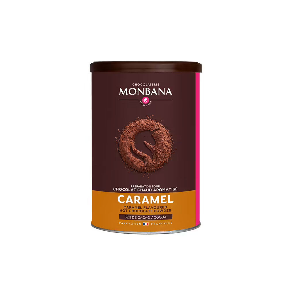 Boite de 250gr de chocolat en poudre aromatisé caramel de monbana