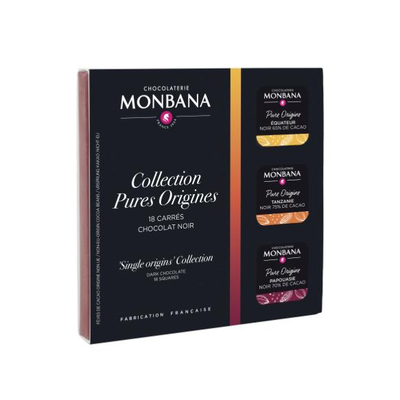 Boite carrés de chocolat pures origines Monbana